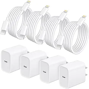 iPhone Charger Fast Charging,20W PD USB C Wall Charger 4 Pack with 6FT Fast Charging Cable - Fast Charger for iPhone 14/14 Pro Max/13/13 Pro/12/12 Pro/11/11 Pro/XS, iPad